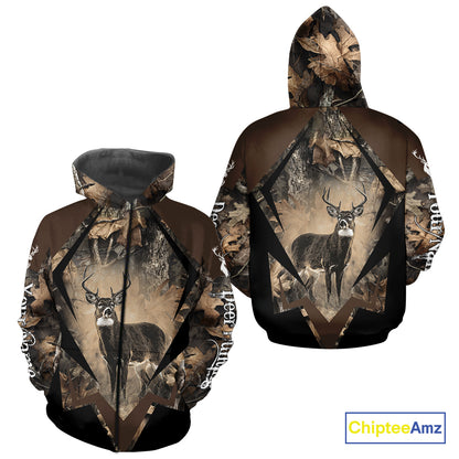 Whitetail Deer Hunting 3D All Over Printed Hoodie, Long Sleeve Hunting Shirt For Men NHT339