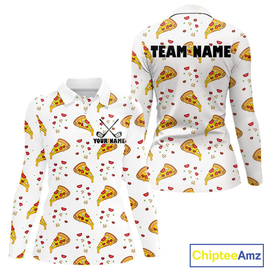 Funny Pizza Pattern Golf Shirt Women's Polo Shirts, Best Golf Polo Golf Shirt For Team NHT777
