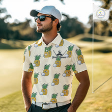 Load image into Gallery viewer, Personalized Funny Pineapple Pattern Mens Golf Polo Shirts Best Golf Gifts For Family Team NHT779