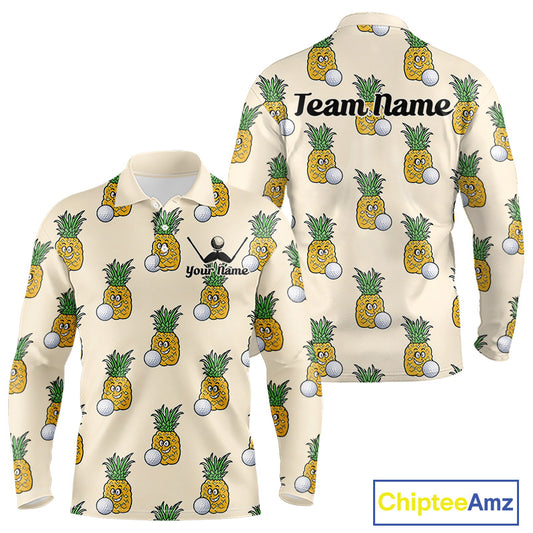 Personalized Funny Pineapple Pattern Mens Golf Polo Shirts Best Golf Gifts For Family Team NHT779