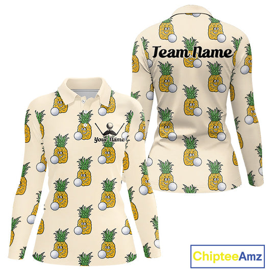 Personalized Funny Pineapple Pattern Womens Golf Polo Shirts Best Golf Gifts For Family Team  NHT779