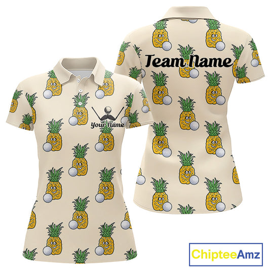 Personalized Funny Pineapple Pattern Womens Golf Polo Shirts Best Golf Gifts For Family Team  NHT779