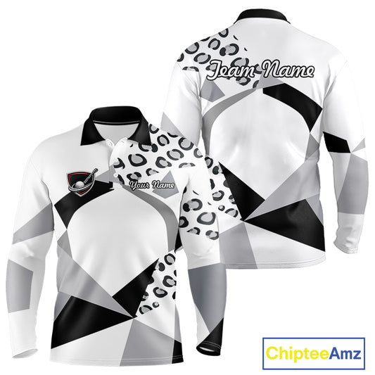 Geometric Leopard Fusion Performance Mens Golf Polo Shirt, Golf Gift For Men NHT722