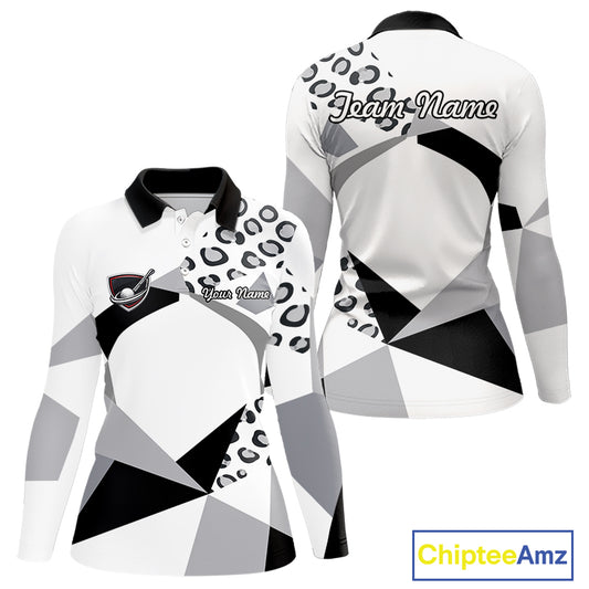 Geometric Leopard Fusion Performance Womens Golf Polo Shirt, Golf Gift For Team NHT722