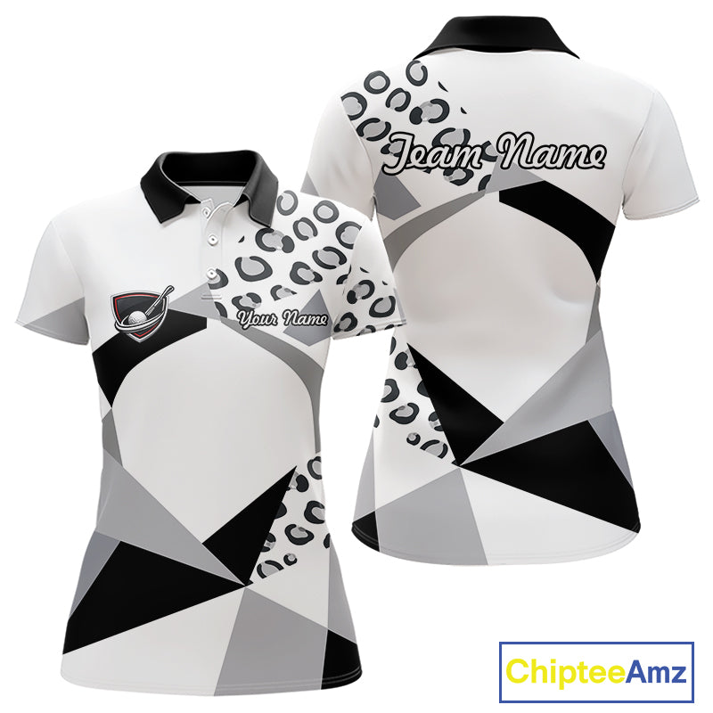 Geometric Leopard Fusion Performance Womens Golf Polo Shirt, Golf Gift For Team NHT722