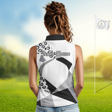 Load image into Gallery viewer, Geometric Leopard Fusion Performance Womens Sleeveless Golf Polo Shirt, Golf Gift For Womens NHT722