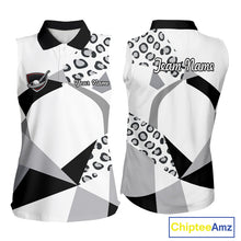 Load image into Gallery viewer, Geometric Leopard Fusion Performance Womens Sleeveless Golf Polo Shirt, Golf Gift For Womens NHT722