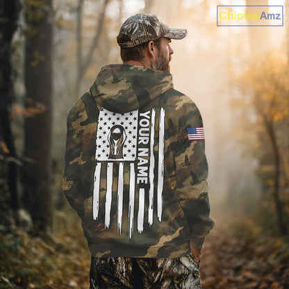 Personalized Goose Hunting Camo American Flag Waterfowl Hunter Custom Name Gift NHT1362