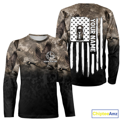 Personalized Goose Hunting Custom Name American Flag Waterfowl Hunter Gift NHT1361
