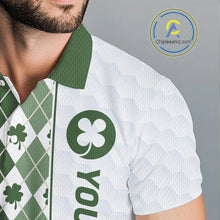 Load image into Gallery viewer, White &amp; Green Irish Argyle Mens Golf Polo Shirt St Patrick Day For Family Team Shirt  NHT724