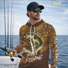 Load image into Gallery viewer, Bass Fishing Shirts Long Sleeve Hooded Skinfish Pattern Sport Jersey Personalized Name NHT407