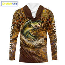 Load image into Gallery viewer, Bass Fishing Shirts Long Sleeve Hooded Skinfish Pattern Sport Jersey Personalized Name NHT407