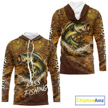 Load image into Gallery viewer, Bass Fishing Shirts Long Sleeve Hooded Skinfish Pattern Sport Jersey Personalized Name NHT407