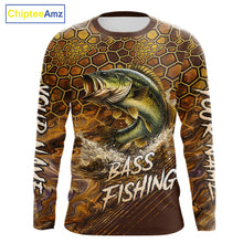 Load image into Gallery viewer, Bass Fishing Shirts Long Sleeve Skinfish Pattern Sport Jersey Personalized Name NHT407