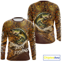 Load image into Gallery viewer, Bass Fishing Shirts Long Sleeve Skinfish Pattern Sport Jersey Personalized Name NHT407