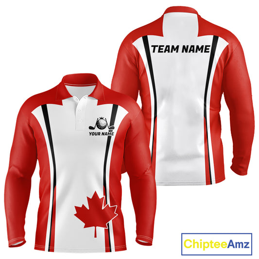 Personalized Canada Flag Mens Golf Shirts Golf Polo Shirts For Men Patriotic Golf Tops NHT734