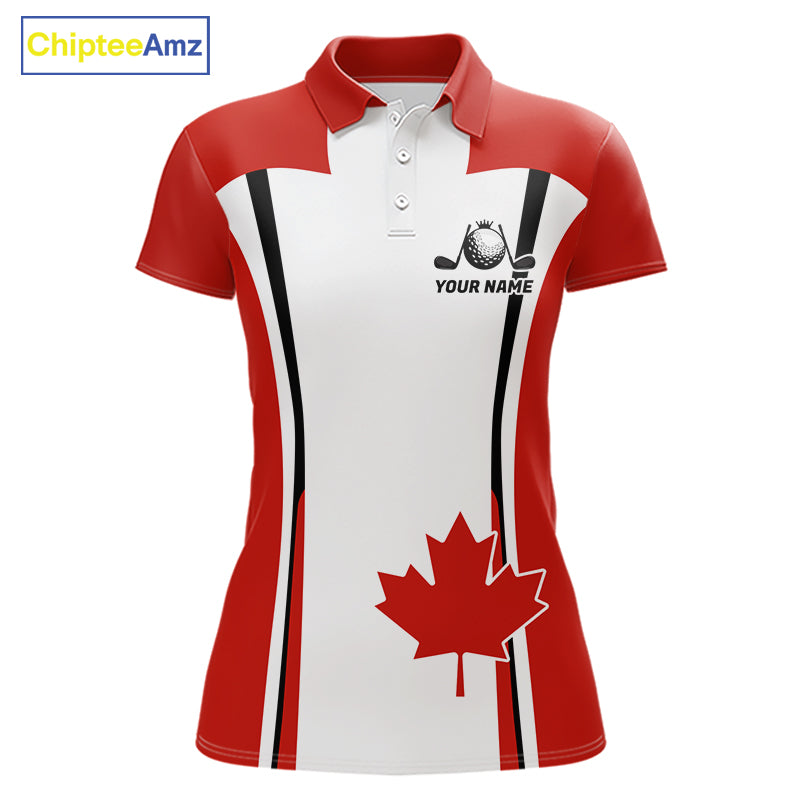 Personalized Canada Flag Womens Golf Shirts Golf Polo Shirts For Womens Patriotic Golf Tops NHT734