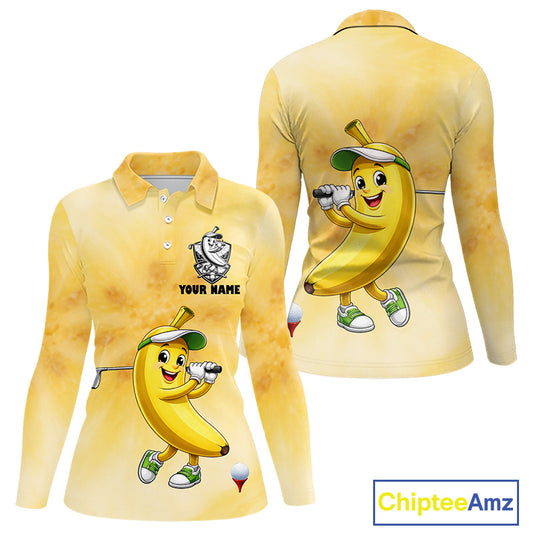 Funny Banana Womens Golf Polo Shirts Custom Name, Golf Shirt For Womens, Golf Gift NHT745