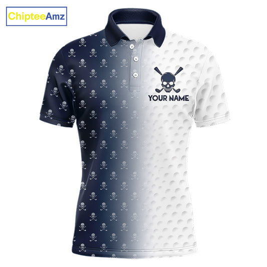 Personalized Skull Mens Golf Polo Shirt Custom Team Name Golf Ball Pattern Polo 
