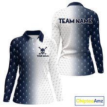 Load image into Gallery viewer, Personalized Skull Womens Golf Polo Shirt Custom Team Name Golf Ball Pattern Polo 