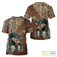 Load image into Gallery viewer, Mallard Duck Hunting With Black Lab Custom Name 3D All Over Print Shirt, Dog Hunting Gifts NHT131