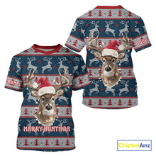 Load image into Gallery viewer, Funny Ugly Sweater Pattern Deer Hunting Customized Name All Over Print Shirts Christmas Shirt NHT305