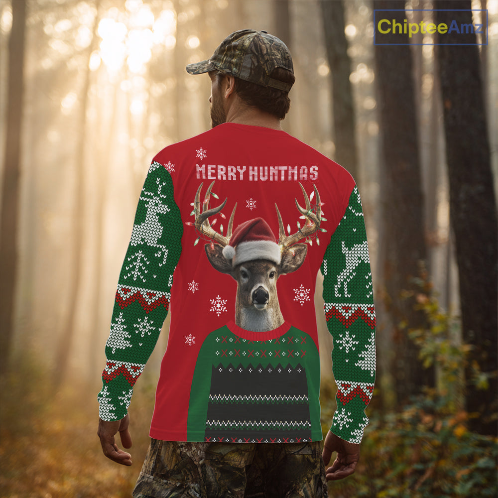 Merry Huntmas Deer Hunting Christmas Gifts, Personalized Huntmas Deer Hunting Shirt NHT307
