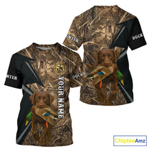Load image into Gallery viewer, Duck Hunting Camo Shirt with Chocolate Lab – All Over Print, Perfect Gift for Waterfowl Hunters NHT243