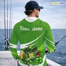 Load image into Gallery viewer, Custom St Patrick's Day Bass Long Sleeve Hooded Fishing Shirts, Bass Fishing Jerseys NHT422