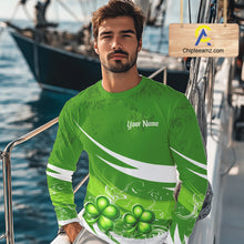Load image into Gallery viewer, Custom St Patrick's Day Bass Long Sleeve Fishing Shirts, St Patty's Day Bass Fishing Jerseys NHT422