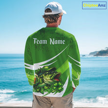 Load image into Gallery viewer, Custom St Patrick's Day Bass Long Sleeve Fishing Shirts, St Patty's Day Bass Fishing Jerseys NHT422