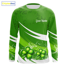 Load image into Gallery viewer, Custom St Patrick's Day Bass Long Sleeve Fishing Shirts, St Patty's Day Bass Fishing Jerseys NHT422