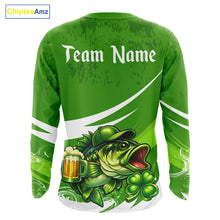 Load image into Gallery viewer, Custom St Patrick's Day Bass Long Sleeve Fishing Shirts, St Patty's Day Bass Fishing Jerseys NHT422