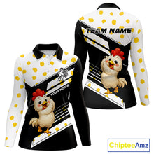 Load image into Gallery viewer, Funny Chicken Womens Golf Polo Shirt  Personalized Rooster Golfer Custom Name
