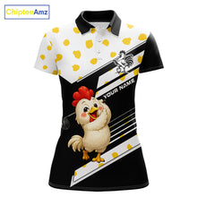 Load image into Gallery viewer, Funny Chicken Womens Golf Polo Shirt  Personalized Rooster Golfer Custom Name