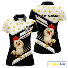 Load image into Gallery viewer, Funny Chicken Womens Golf Polo Shirt  Personalized Rooster Golfer Custom Name