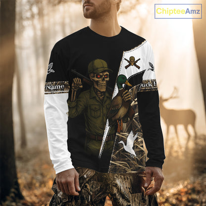 Duck Hunting Shirt Personalized Grim Reaper Camo Hunting Clothes For Men, Duck Hunting Gift NHT150
