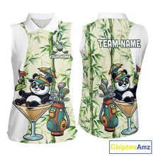 Load image into Gallery viewer, Funny Tropical Bamboo Panda Bear Apparel, Custom Name Performance Golf Jersey For Womens