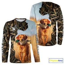 Load image into Gallery viewer, Red Golden Retriever Custom Name Hunting Duck Shirts for Hunter, Duck Hunting Gift NHT172