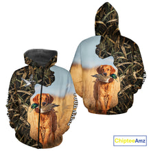Load image into Gallery viewer, Red Golden Retriever Custom Name Hunting Duck Shirts for Hunter, Duck Hunting Gift NHT172
