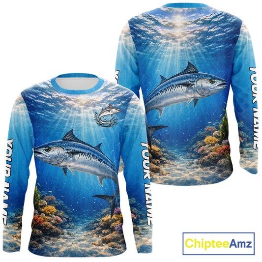 Personalized Offshore Fishing Jerseys, King Mackerel Fishing Shirts Long Sleeve For Men NHT823