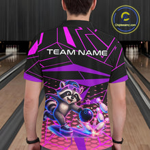 Load image into Gallery viewer, Custom Bowling Team Polo Shirt Neon Raccoon Bowling Personalized Name Jersey For Men NHT1138