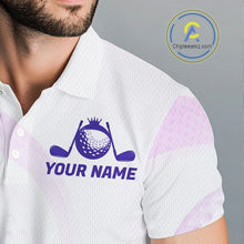 Load image into Gallery viewer, White and purple sports jersey with 'Team Name' and 'Your Name