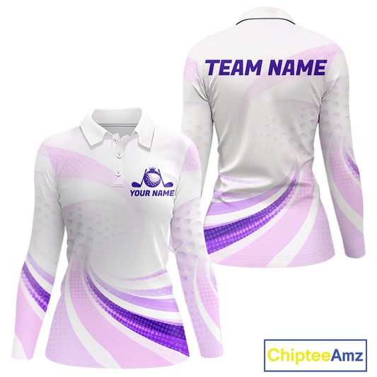 Personalized Purple Swirl Golf Polo - Women's Team Name Performance Jersey