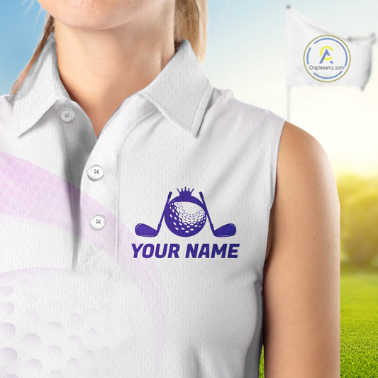 Personalized Purple Swirl Golf Polo - Women's Sleeveless Team Name Performance Jersey