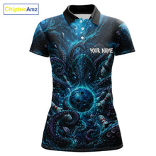 Load image into Gallery viewer, Custom Blue Kraken Bowling Jersey for Women | Personalized Team Polo &amp; 1/4 Zip