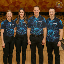 Load image into Gallery viewer, Custom Blue Kraken Bowling Jersey For Men Bowling Team Shirts Bowling League Polo &amp; 1/4 Zip NHT1149