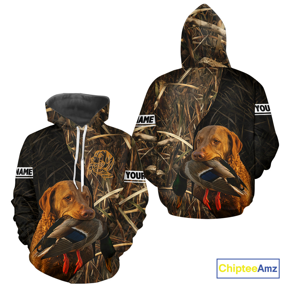 Chesapeake Bay Retriever Duck Hunting Dog Waterfowl Camo Full Printing Shirts, Hunting Gift NHT176