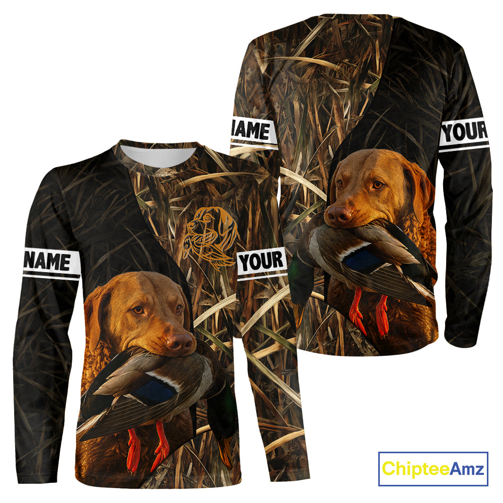 Chesapeake Bay Retriever Duck Hunting Dog Waterfowl Camo Full Printing Shirts, Hunting Gift NHT176