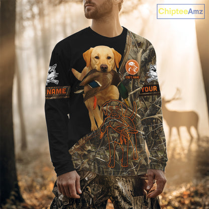 Yellow Lab Hunting Dog Customized Name All Over Print Shirts For Hunters, Duck Hunting Shirt NHT276